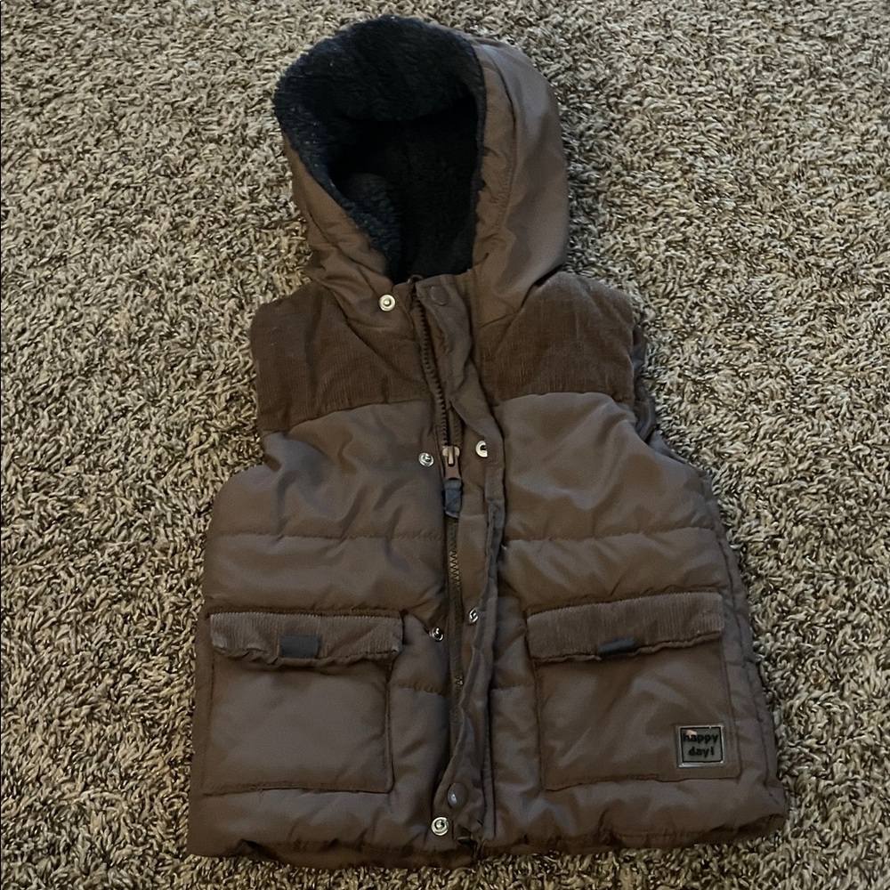 Brown Kids Puffer Vest